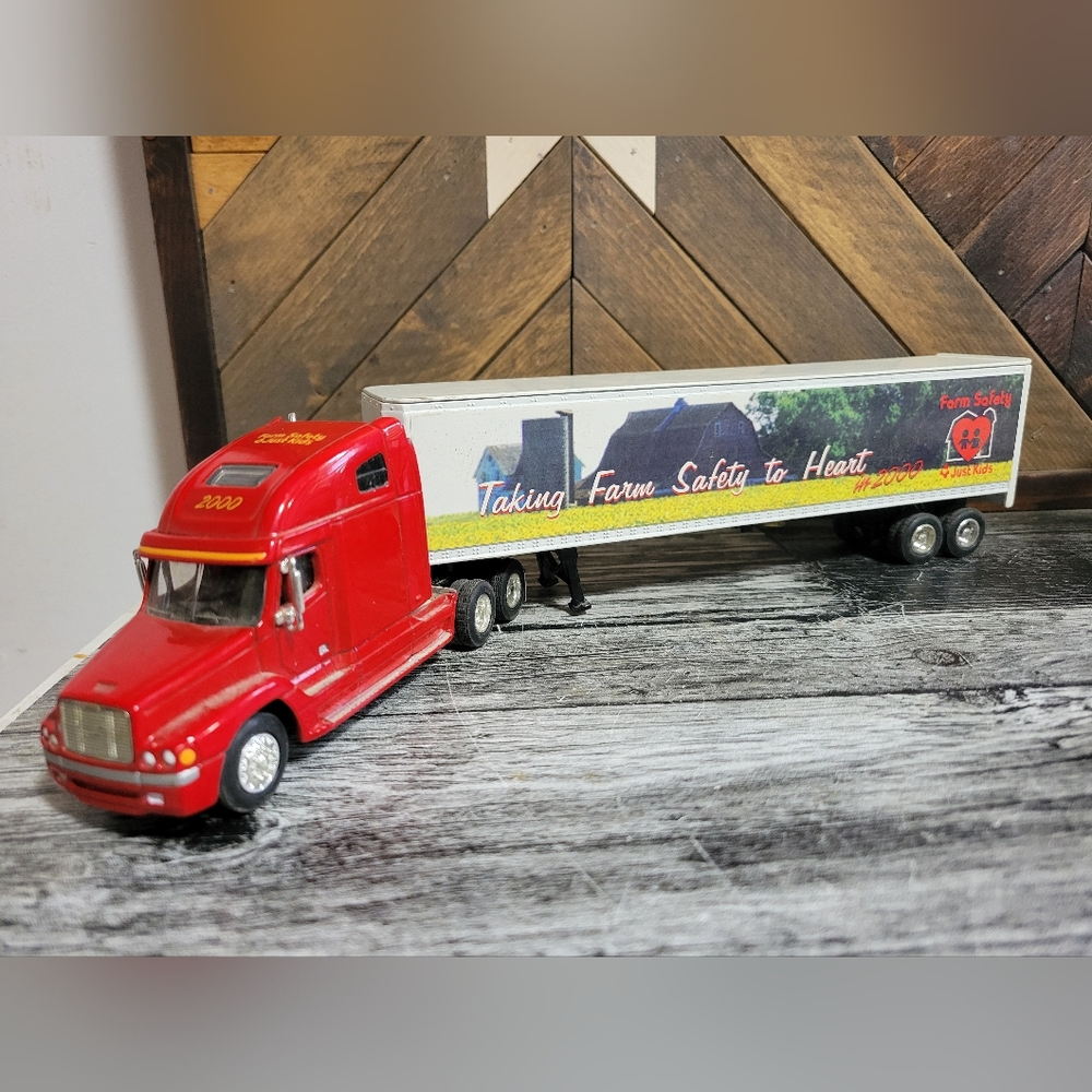 Red Farm Safety Toy Truck Piggy Bank